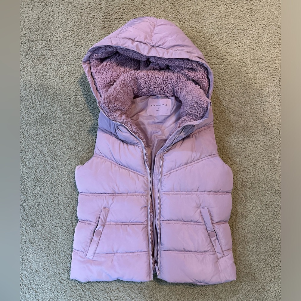 Aeropostale puffer vest with fleece hood